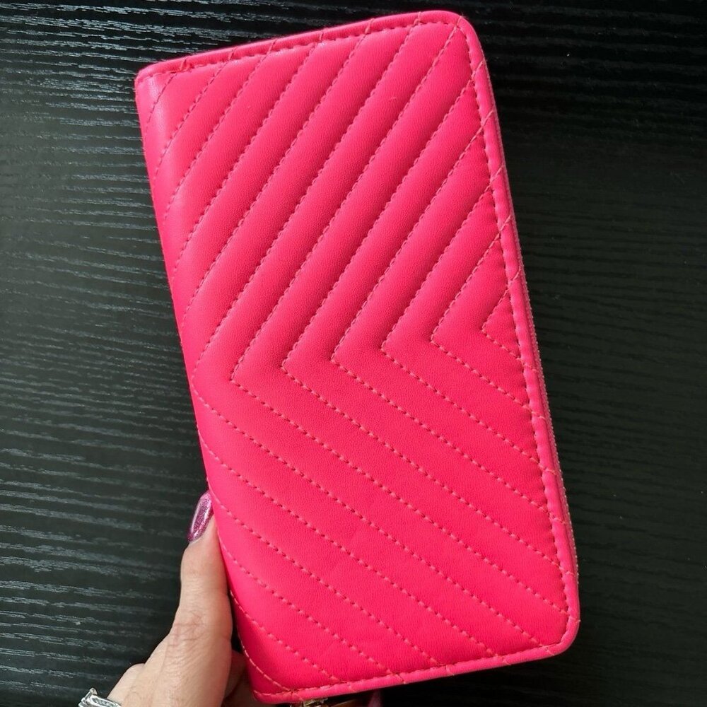 Pink Neon Chevron Stitch Wallet